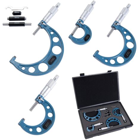Micrometri esterni metrici da 0-100 mm/0,01 mm, strumenti di precisione per meccanici, 4 pezzi