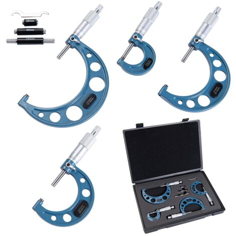 Micrometri esterni metrici da 0-100 mm/0,01 mm, strumenti di precisione per meccanici, 4 pezzi