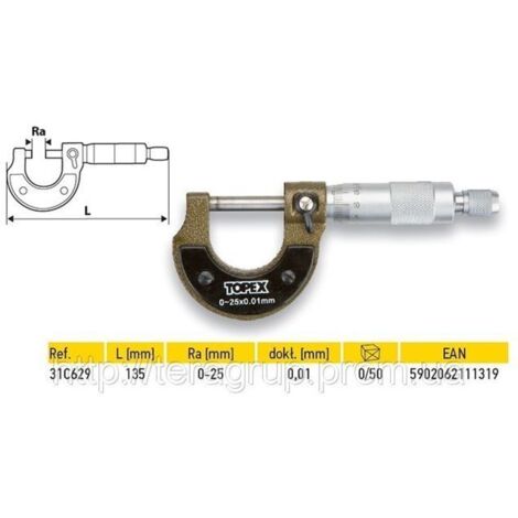 MICROMETRO DI PRECISIONE mm. 0-25 TOPEX