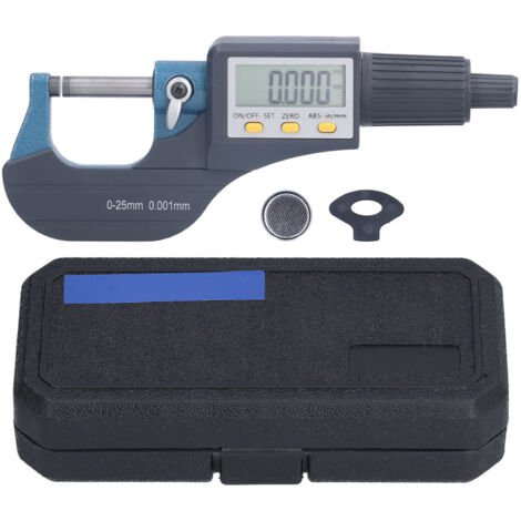 Micrómetro digital profesional para mediciones de precisión de 0-25 mm/0-1 pulgada con resolución de 0,001 mm/0,00005 pulgadas.