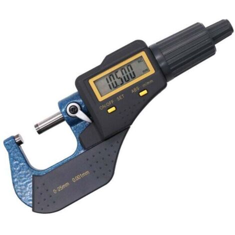 Micrometro digitale 0-25 mm / 0-1" - Micrometro elettronico LCD portatile ad alta precisione da 0,001 mm / 0,00005'', misurazione incrementale e assoluta, modalità pollici e metrica, grigio