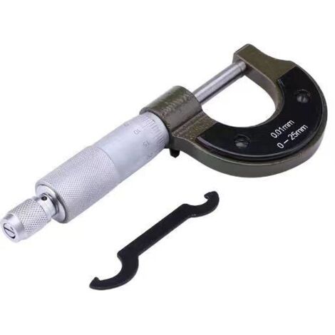 Micrómetro externo de precisión profesional para maquinistas, micrómetro de aleación estable para la medición precisa del espesor de la superficie, micrómetro de calibre (tipo superior 0-25/0,01 mm)