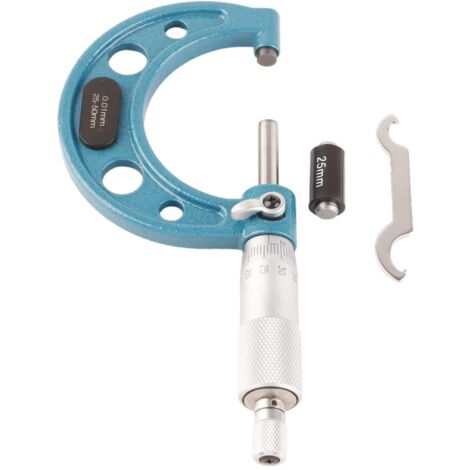 Micrometro, micrometro esterno da 0,01 mm con chiave, micrometro per spessori in acciaio inossidabile (25-50 mm)