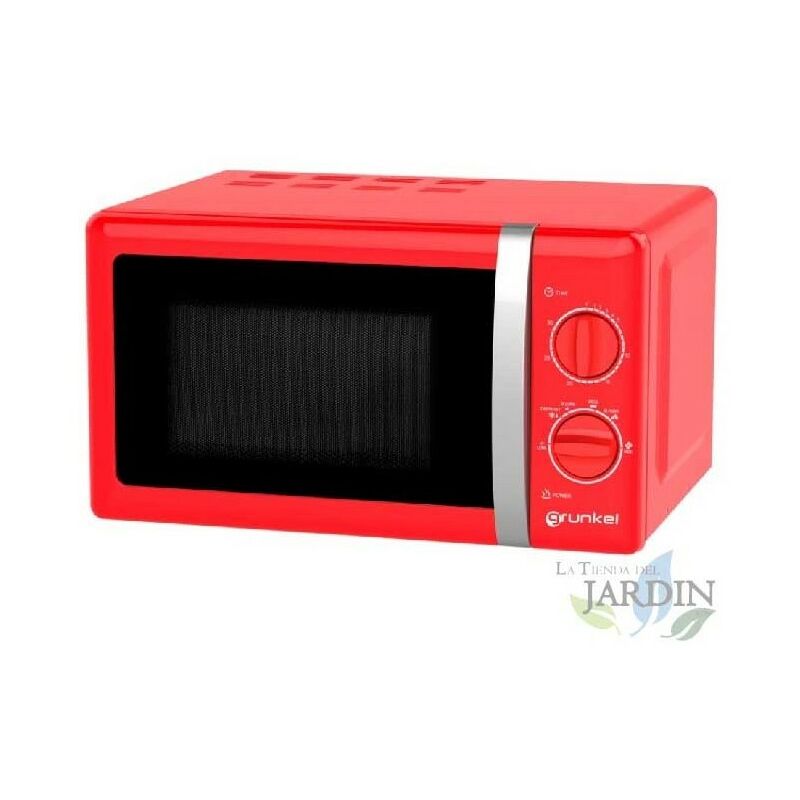 Microondas vintage Grunkel 700W, 20 Litros de capacidad, Rojo