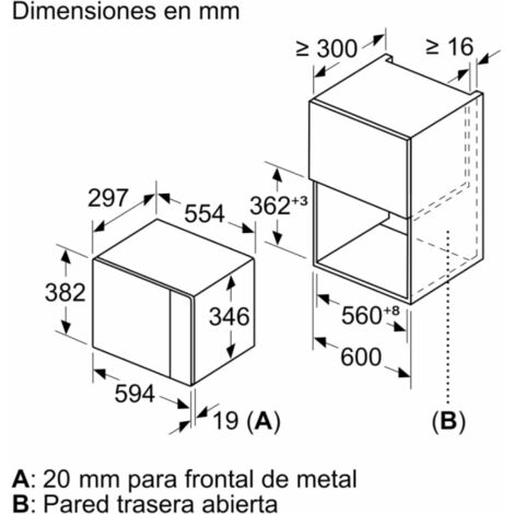 Microondas Integrable BALAY 3CP5002B3   800W , 20L , sin marco ,