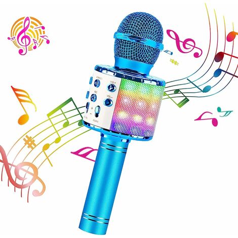 Karaoke Micro Bluetooth karaoké Microphone portable sans fil 4.1 haut-parleur avec enregistrement pour adultes et enfants Compatible avec Android iOS PC 25 x 9 x 9 cm Or rose