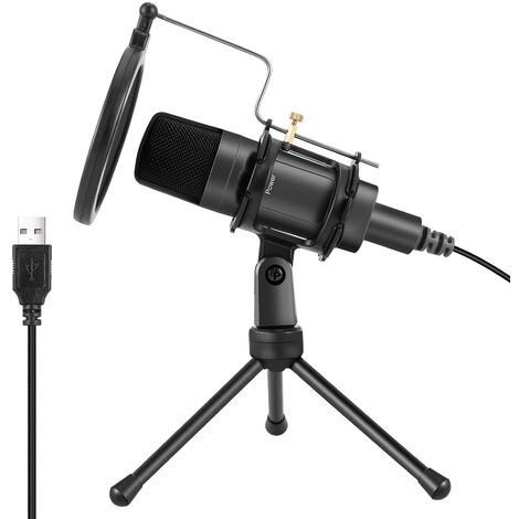 Microphone, RGB Gaming Desktop Microphone Condenser Microphone with Tripod Stand
