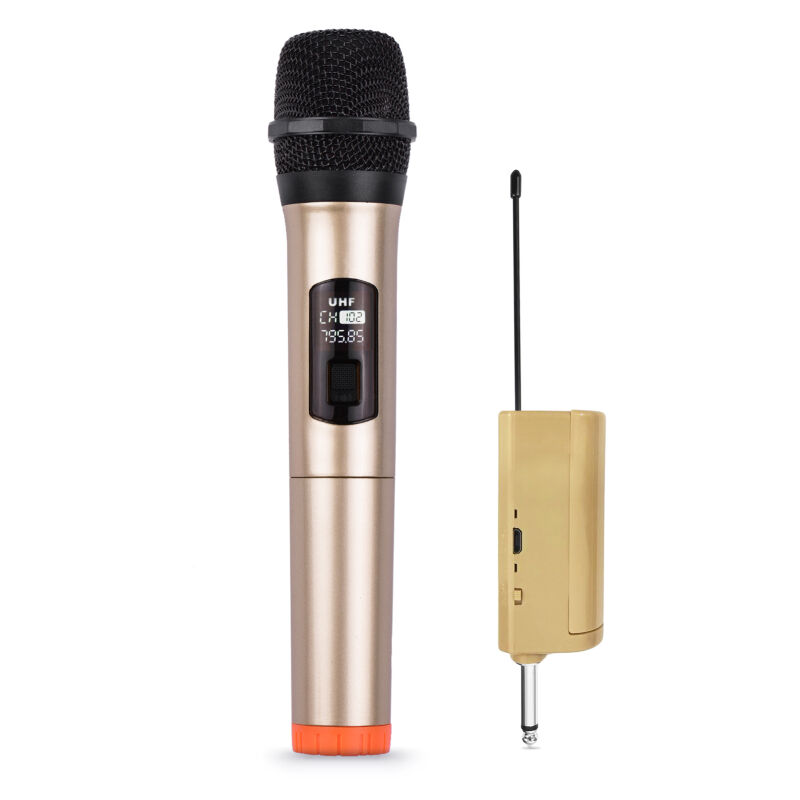 Lifcausal - Microphone sans fil portable uhf dynamique avec mini récepteur portable, prise 6,35 mm, compatible avec haut-parleur, système de karaoké,