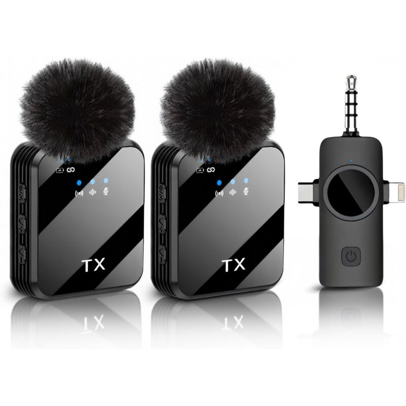 Microphone sans fil professionnel de type cravate, doté d'une puce de réduction de bruit DSP, d'un système de monitoring bidirectionnel et d'une