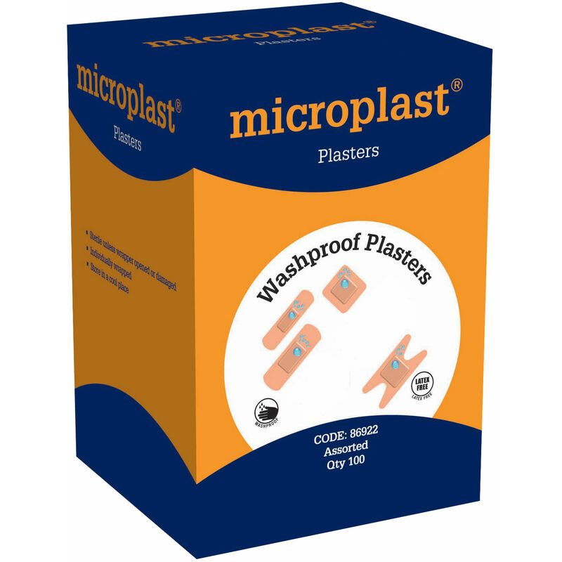 Microplast 86922 Washproof Assorted Plasters Box of 100