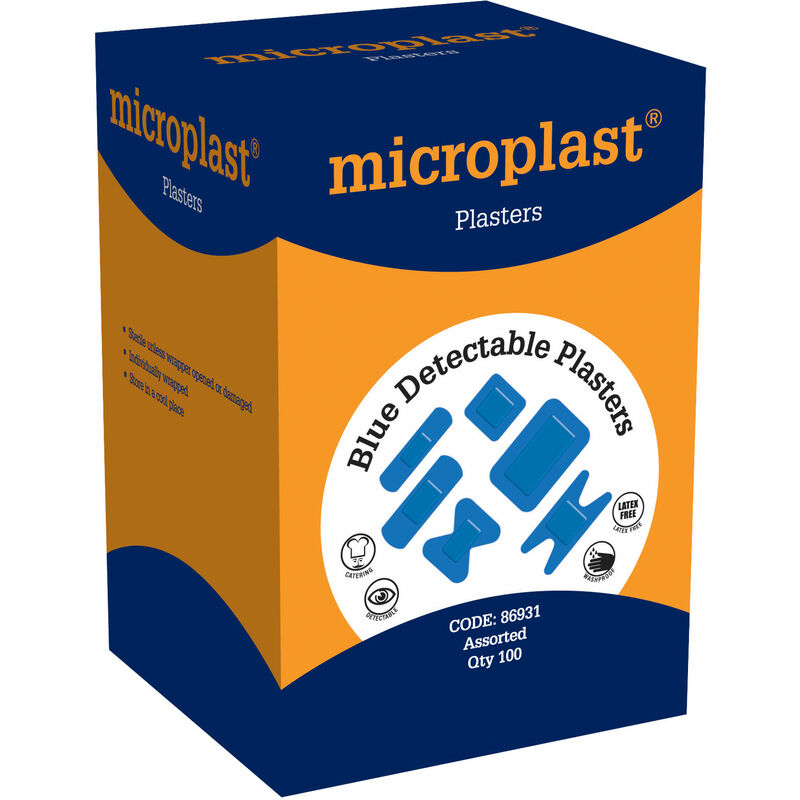Microplast - 86931 Blue Detectable Assorted Plasters Box of 100