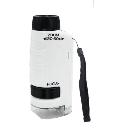 Microscope de poche 60x-120x avec éclairage LED, idéal pour enfants et étudiants. Outil éducatif portable pour observations biologiques et études en laboratoire.