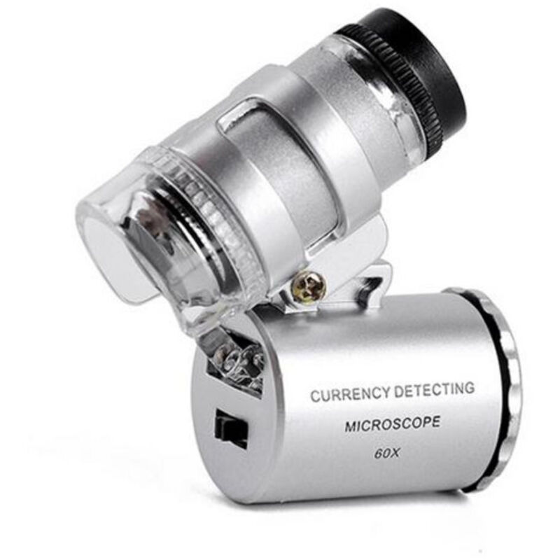Microscope de Poche Mini Microscope de Poche 60X Loupe de Loupe de Bijoux avec Lumière uv led et Conception de Commutateur Pivotant