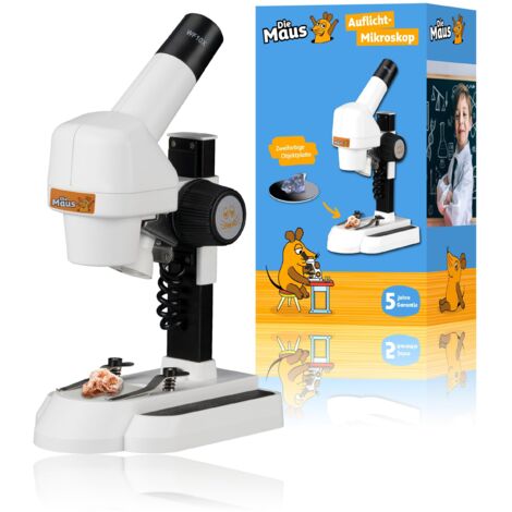 Microscope DieMaus avec éclairage LED, grossissement 20x, léger et portable, pour les enfants à partir de 6 ans.