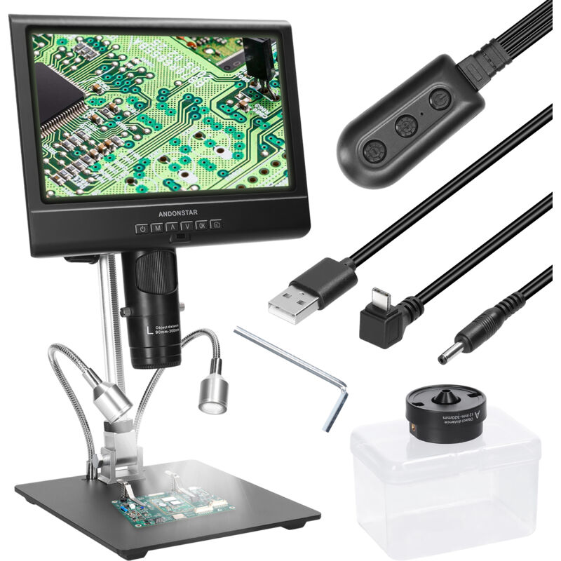 Lepmerk - Microscope grand écran de 10 pouces Le microscope de réparation de soudage haute définition 1080P prend en charge la photographie et la