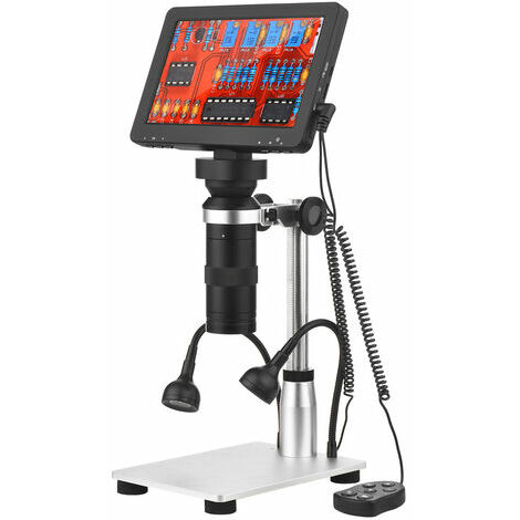 Microscope numérique LCD de 7 pouces avec grossissement 1200X Microscope de caméra vidéo pour microscope rechargeable portable avec télécommande 8 Loupe numérique réglable à lumière LED avec support p