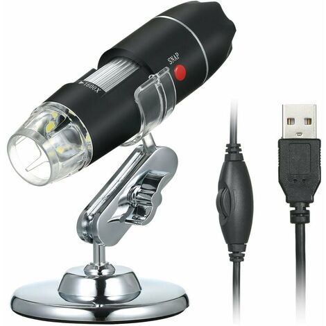 Microscope numérique USB 1600X grossissement caméra 8 LED avec support Portable loupe d'inspection portable