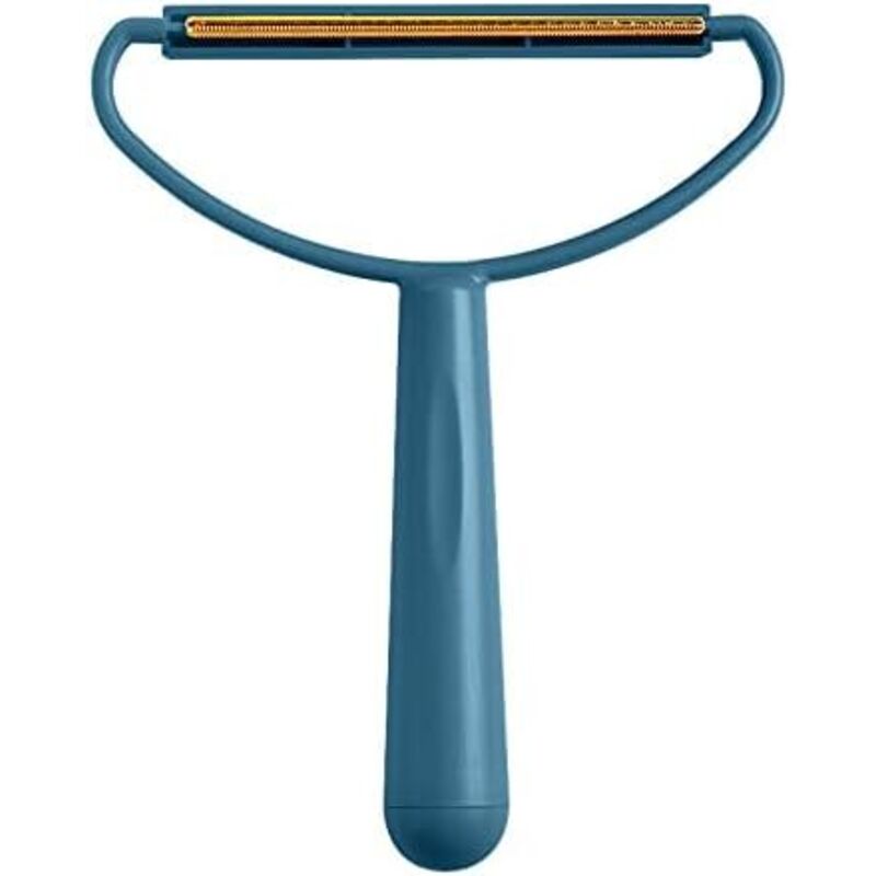 Rasoir anti-peluches portable - Rasoir manuel - Double brosse réutilisable pour enlever les poils de pull, manteau, moquette, poils d'animaux - Bleu,