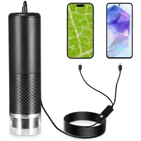 Microscope numérique USB, Endoscope de grossissement 50X-1600X Portable, Microscope Digital Portable avec 8 LED pour Android,