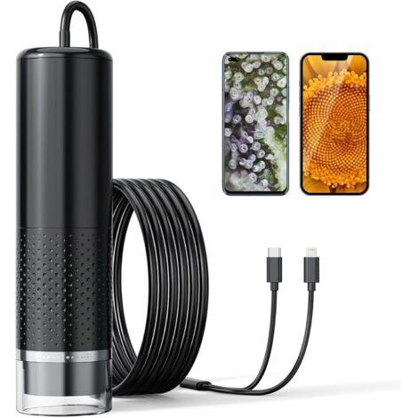 Microscope numérique USB, grossissement 50X-1600X, endoscope portable avec 8 LED pour Android (USB-C), iPhone et iPad