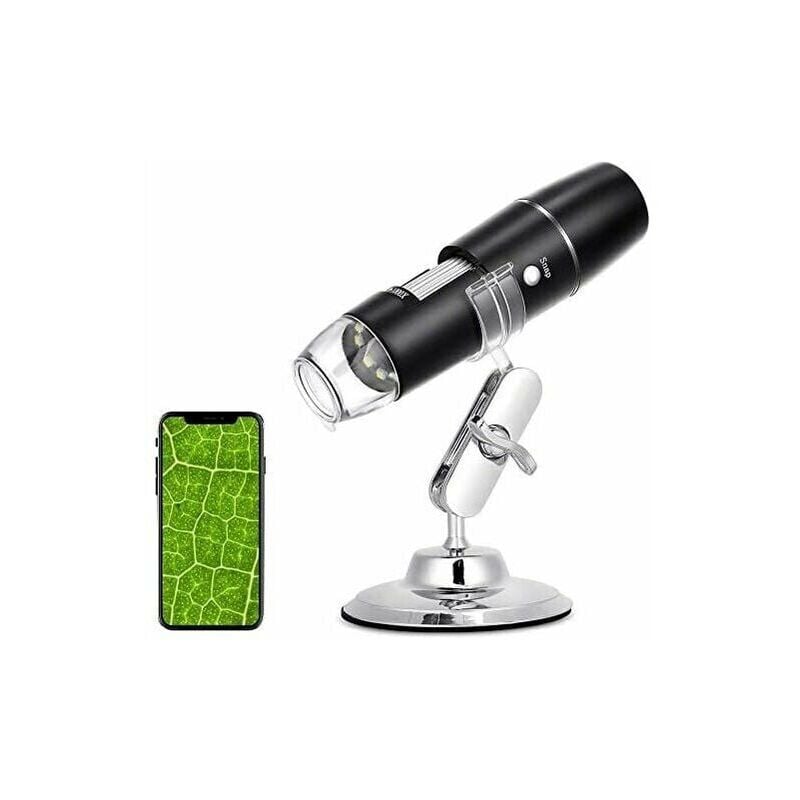 Microscope Numérique - WiFi Endoscope 50X-1000X - Support en Métal - Compatible avec Smartphones ou Tablettes Android et iOS