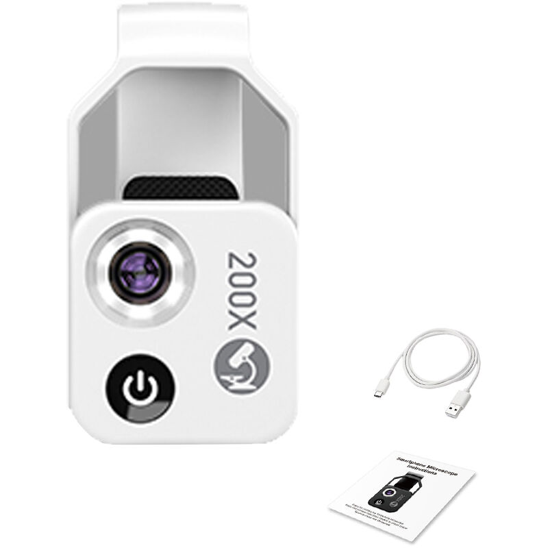 Lifcausal - Microscope portable 200X Microscope universel pour téléphone portable avec 6 lumières led 2 niveaux de luminosité réglables Pas besoin