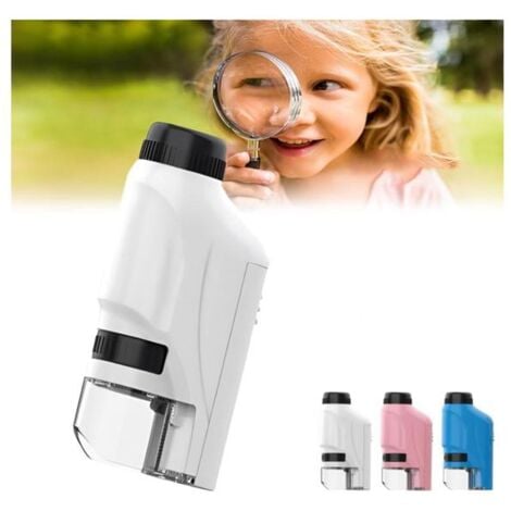 TUSERXLN Microscope Portatif, Petiscope Enfant avec Lumière LED, Microscope Enfant Portable,Microscope De Poche Enfant,Mini