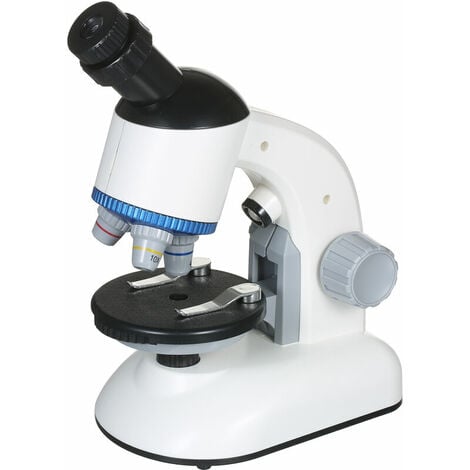Microscope pour enfants Tête rotative Expérience scientifique éducative Microscope HD sans batterie, blanc