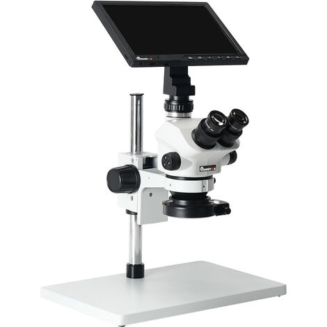 Microscope stéréo trinoculaire haute définition 7-50X avec caméra de Microscope intégrée de 10 pouces pour l'identification de réparation de téléphone portable