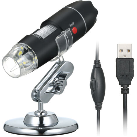 Microscopio digitale USB con telecamera a ingrandimento 1600x, 8 LED e supporto, lente d'ingrandimento portatile per ispezioni.