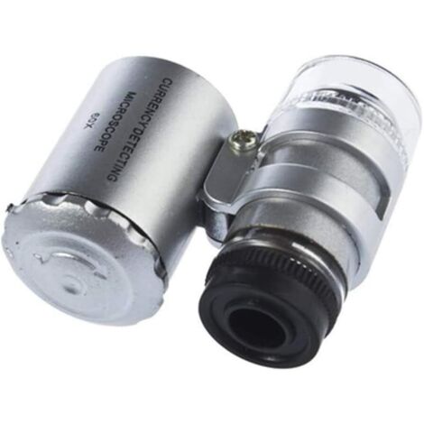 Microscopio LED Mini 60X, microscopio a microscopio Lupe Microscopio per gioielliere Luce fissa con luce UV