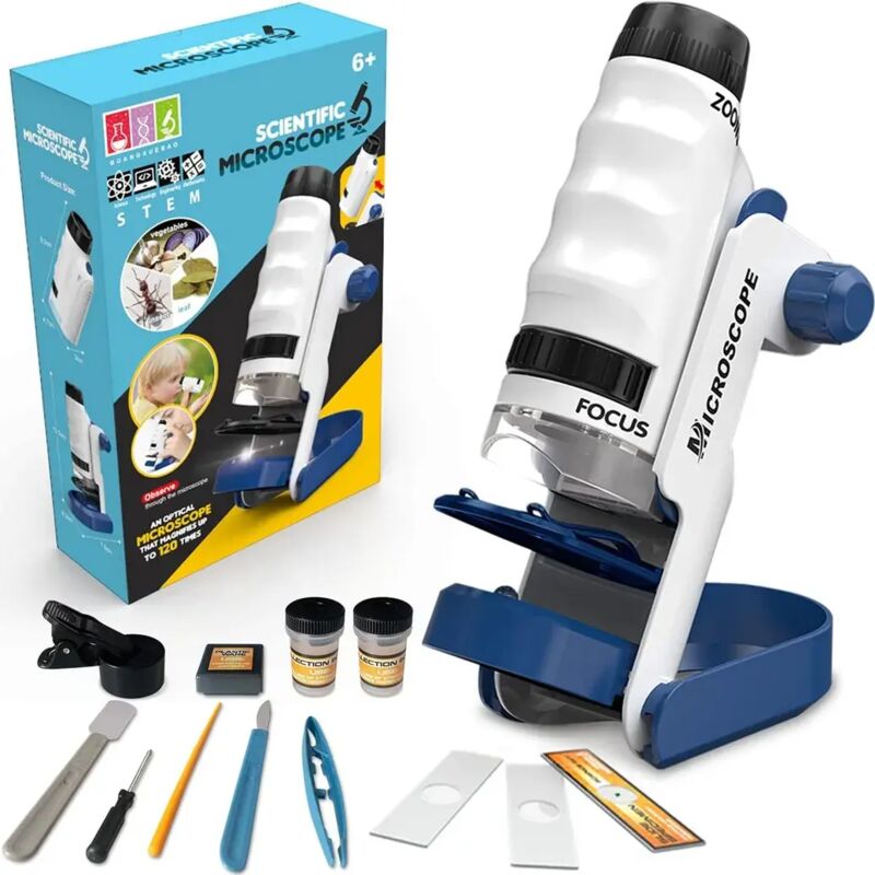 Microscopio ottico didattico scientifico portatile mini zoom 60x-120x set