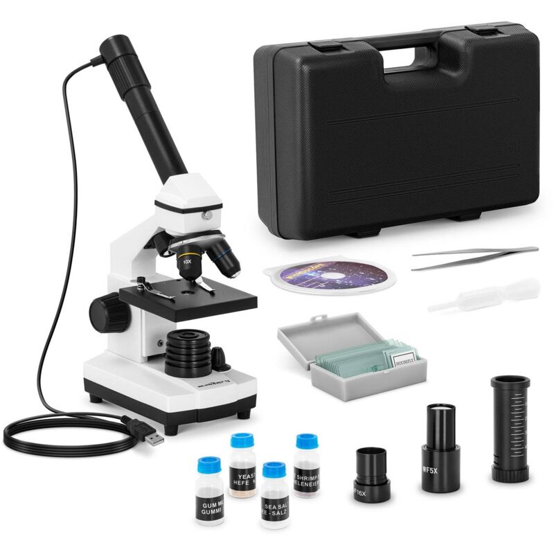 Image of Microscopio Ottico LED Con Fotocamera USB Ingrandimento 20-1280x Con Valigetta