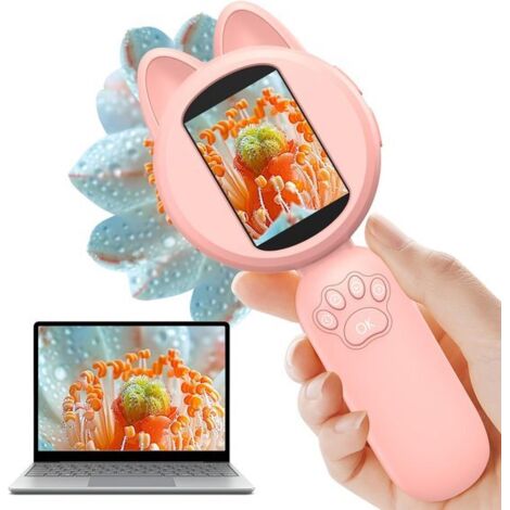 Microscopio portátil con aumento de 100x, equipado con una pantalla LCD de 2 pulgadas, 8 luces LED y una lupa apta para niños, lo que lo convierte en un excelente regalo de Navidad o cumpleaños para l