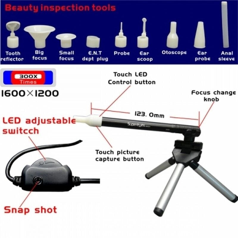 

Microscopio Supereyes B003+ Usb 2 Megapixel HD 300X con soporte