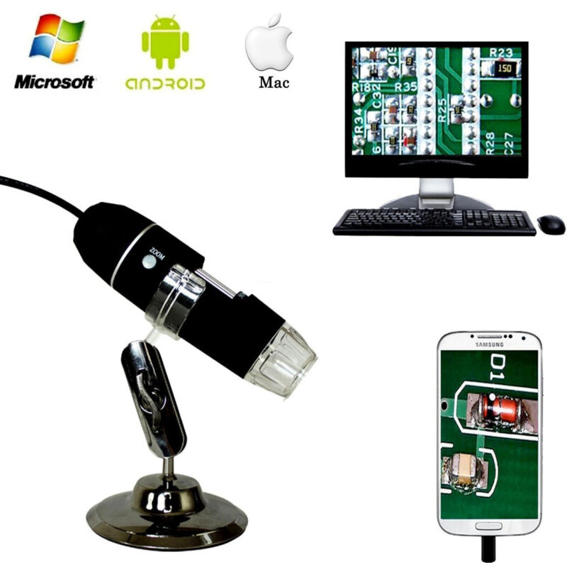 Image of Trade Shop - Mikroskop usb Digital 40x 1000x pc Notebook Foto Video 8 led 2.0 mpx Halterung -