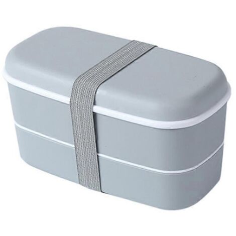 Microwavable 2 Layer Lunch Box with Compartments Leakproof Box Gray--