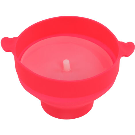 Microwavable Popcorn Bowl with Transparent Lid and Handle Collapsible Silicone Popcorn Maker for Home Rose Red