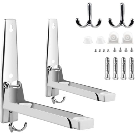 CSPARKV Microwave Wall Mount Bracket, 304 Stainless Steel, with Hook, Foldable and Telescopic, Maximum Load 40 kg, Silver