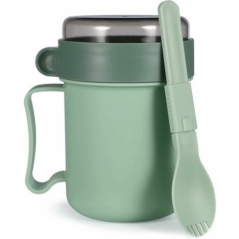 Microwaveable Soup Mug with Lid And Spoon Soup To-Go Container Cereal Cup with Lid for Soups Noodles Hot Cereals and More Reusable