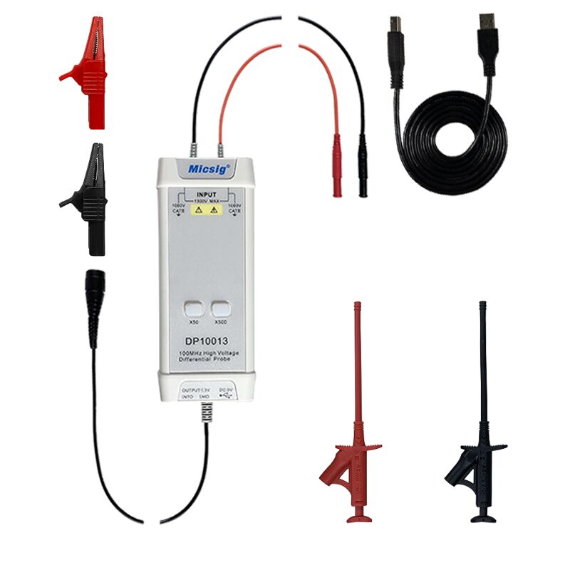 Micsig Oscilloscope 1300V 100MHz Kit de sondes différentielles haute tension Temps de montée 3,5ns Taux d'atténuation 50X/500X DP10013