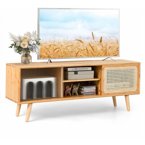 Mid Century Modern TV Stand for TVs up to 55’’ Bamboo Entertainment Center