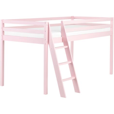 Mid Sleeper Bed Pine Wood ASCOUX 90 x 200 cm (EU Single) Pink