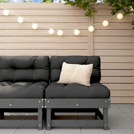 Middle Sofa Grey Middle Sofa with Black Cushion vidaXL