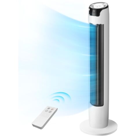 Midea FZ10-16AR Ventilatore a torre con telecomando, 110 cm, con oscillazione 60°, 6 livelli di velocità, 3 ventilazioni, timer 12H, bianco