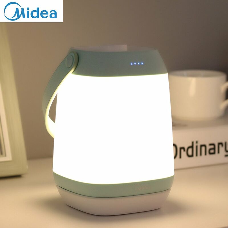 

Midea Lampara portatil Lampara de mesita de noche con luz calida de 3000 K / Bateria recargable de 1800 mAh Luz nocturna regulable sin
