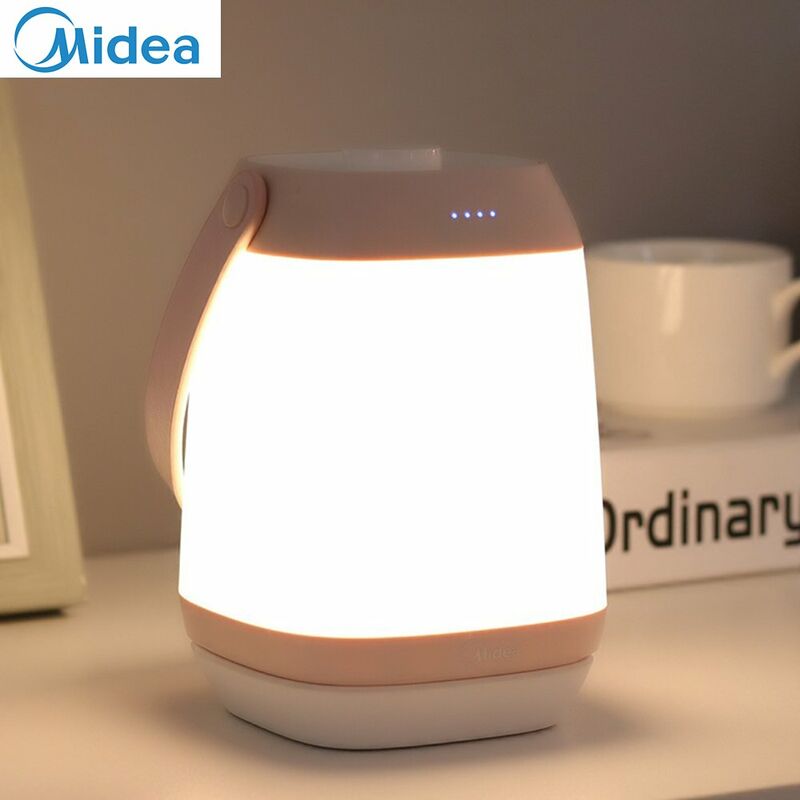 

Midea Lampara portatil Lampara de mesita de noche con luz calida de 3000 K / Bateria recargable de 1800 mAh Luz nocturna regulable sin