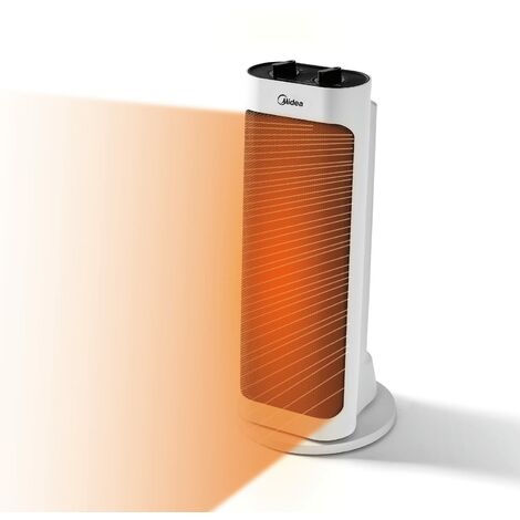 Midea NTH20-19JE Stufetta Elettrica Basso Consumo con Termoventilatore, 7° Inclinazione, 70° Oscillazione, 2000W, 2 Livelli di Potenza, Silenzioso, Protezione Antigoccia, Termostato, Altezza 45.1 cm