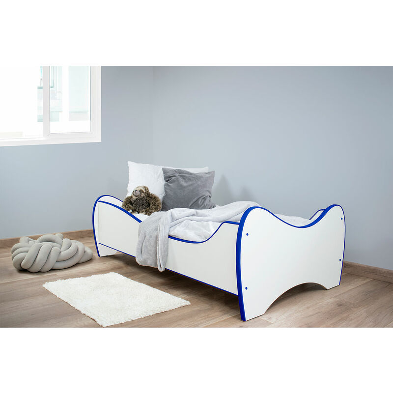 

Hucoco - MIDI | Cuna para niños y niñas | 140x70 cm | Juego de cama + colchón + somier | Mobiliario de guardería - Azul