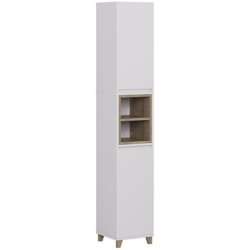 Hochschrank Elnor, Weiß/eiche, 30 X 170 Cm Mit 2 Türen, Vicco